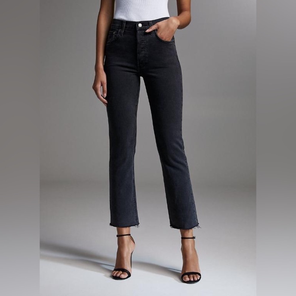 Aritzia Denim Forum The Arlo High Rise Straight Jeans in Dark Grey/Black size 29